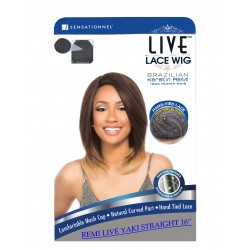 Sensationnel Live Brazilian 100% Remi Human Hair Lace Wig Yaki Straight 16" 
