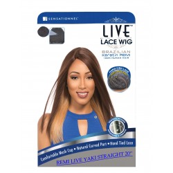Sensationnel Live Brazilian 100% Remi Human Hair Lace Wig Yaki Straight 20" 