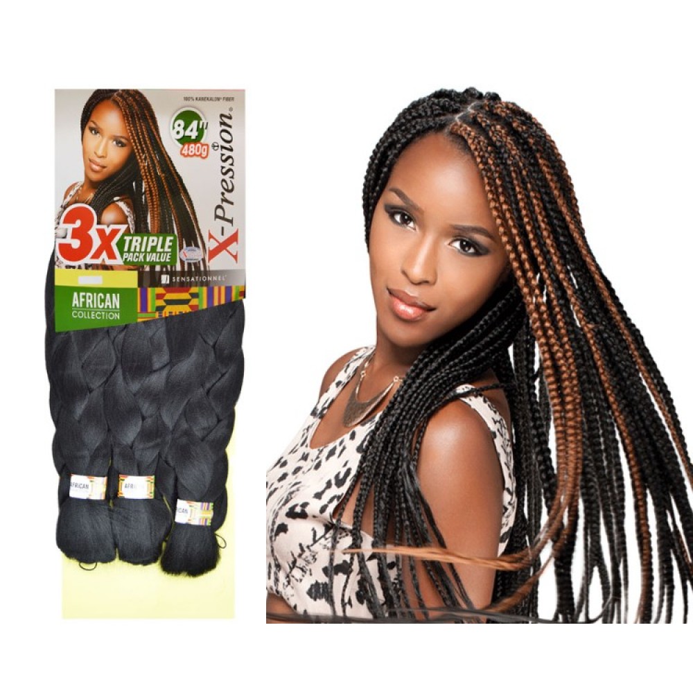 Sensationnel African Collection Synthetic 100% Kanekalon X-pression Braid 3x Triple Pack 84