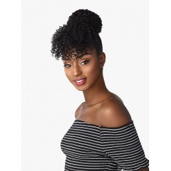 Ebo Synthetic Instant Bun With Bangs Fairy Jerry Curl Ebo Synthetic Instant Bun With Bangs Fairy Jerry Curl