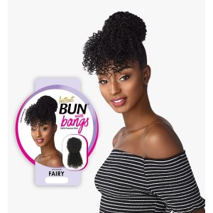 Ebo Synthetic Instant Bun With Bangs Fairy Jerry Curl 