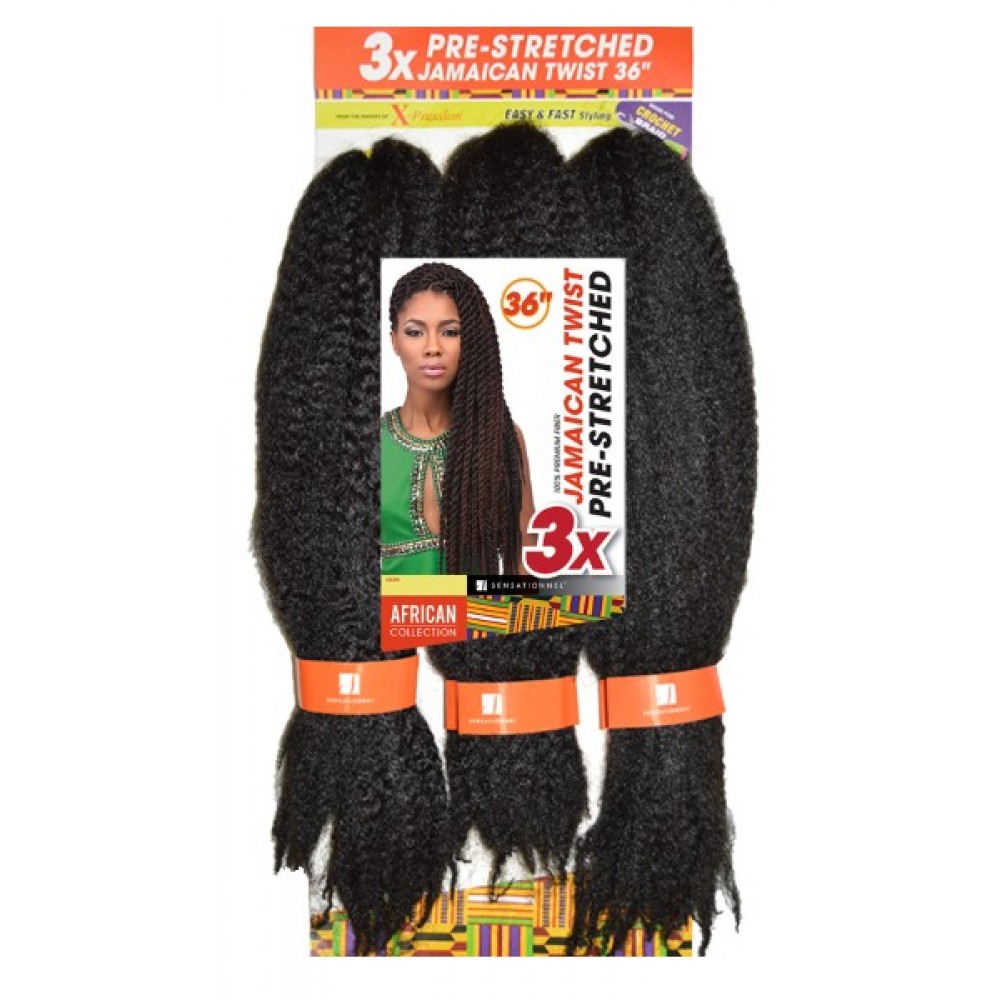 Sensationnel African Collection Synthetic Hair Crochet Braid 3x Jamaican Twist Pre Stretched 36