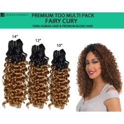 Sensationnel Premium Too Multi Pack 100% Human Hair & Premium Blend Hair Weave Fairy Curl 