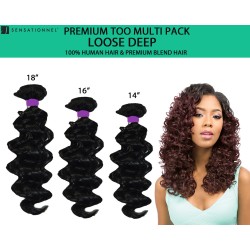 Sensationnel Premium Too Multi Pack 100% Human Hair & Premium Blend Hair Weave Loose Deep