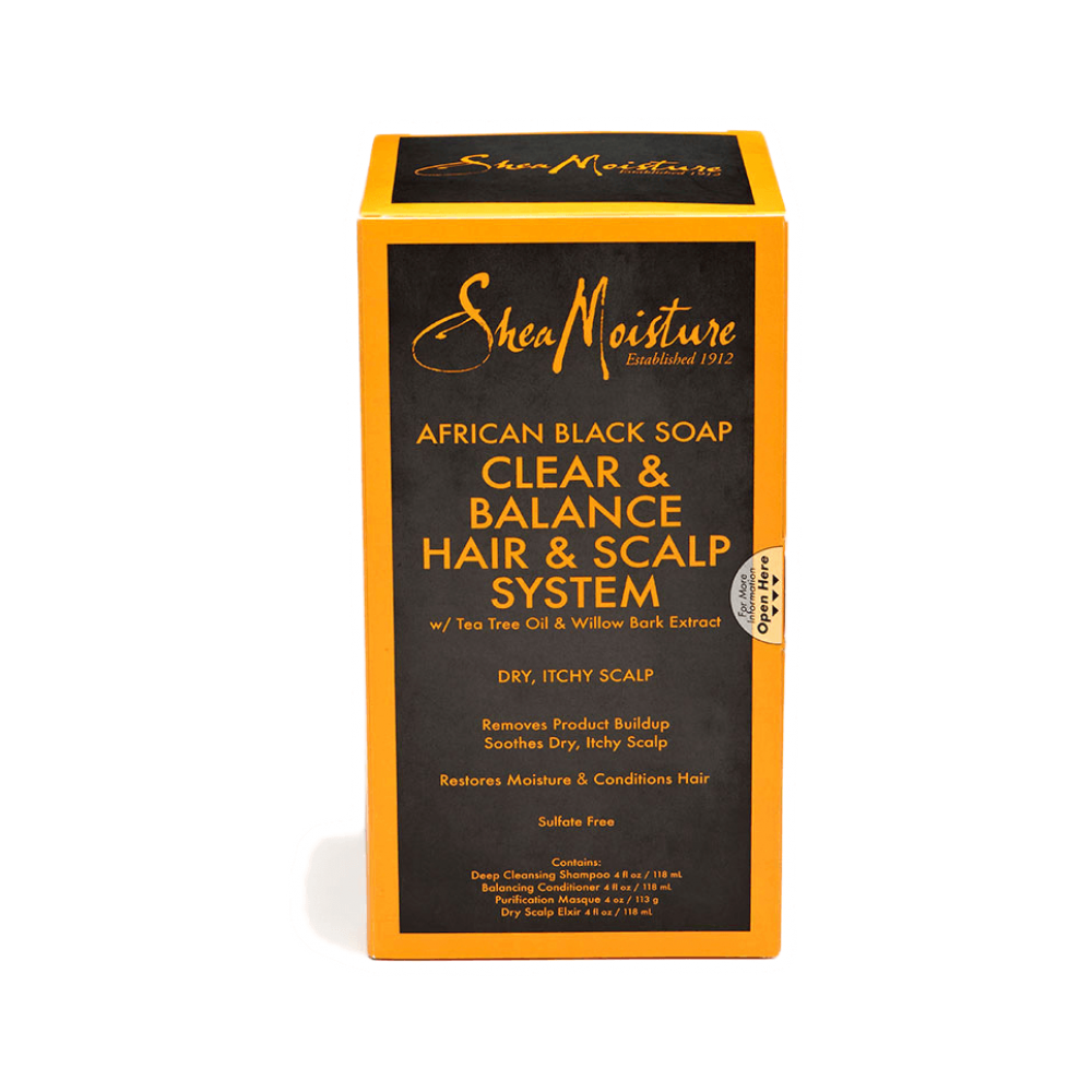 shea moisture african black soapclear & balance hair & scalp system